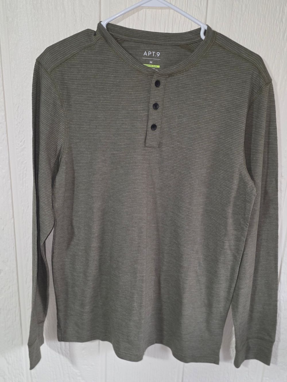 Men's Apt. 9 Olive Green Striped Long-Sleeve Henley, Size Medium